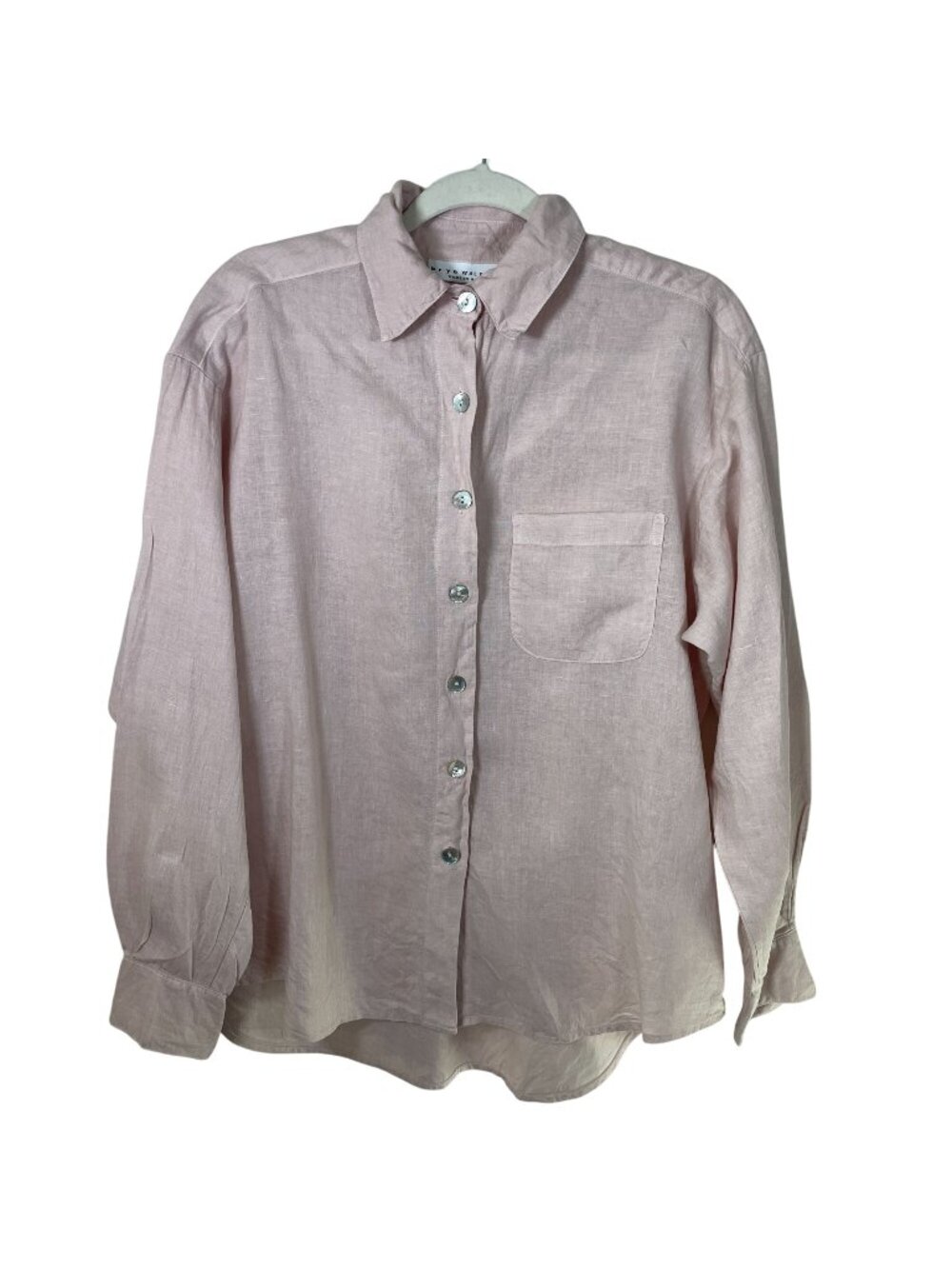 Bryn Walker Button Up Shirt Women Medium Long Sleeve Pink Lagenlook USA Relaxed